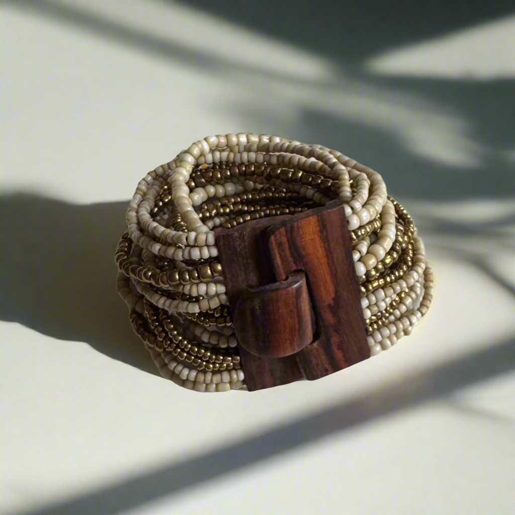 Mixed Bead Bracelet with Wooden Clasp - Shopthatapp.ca