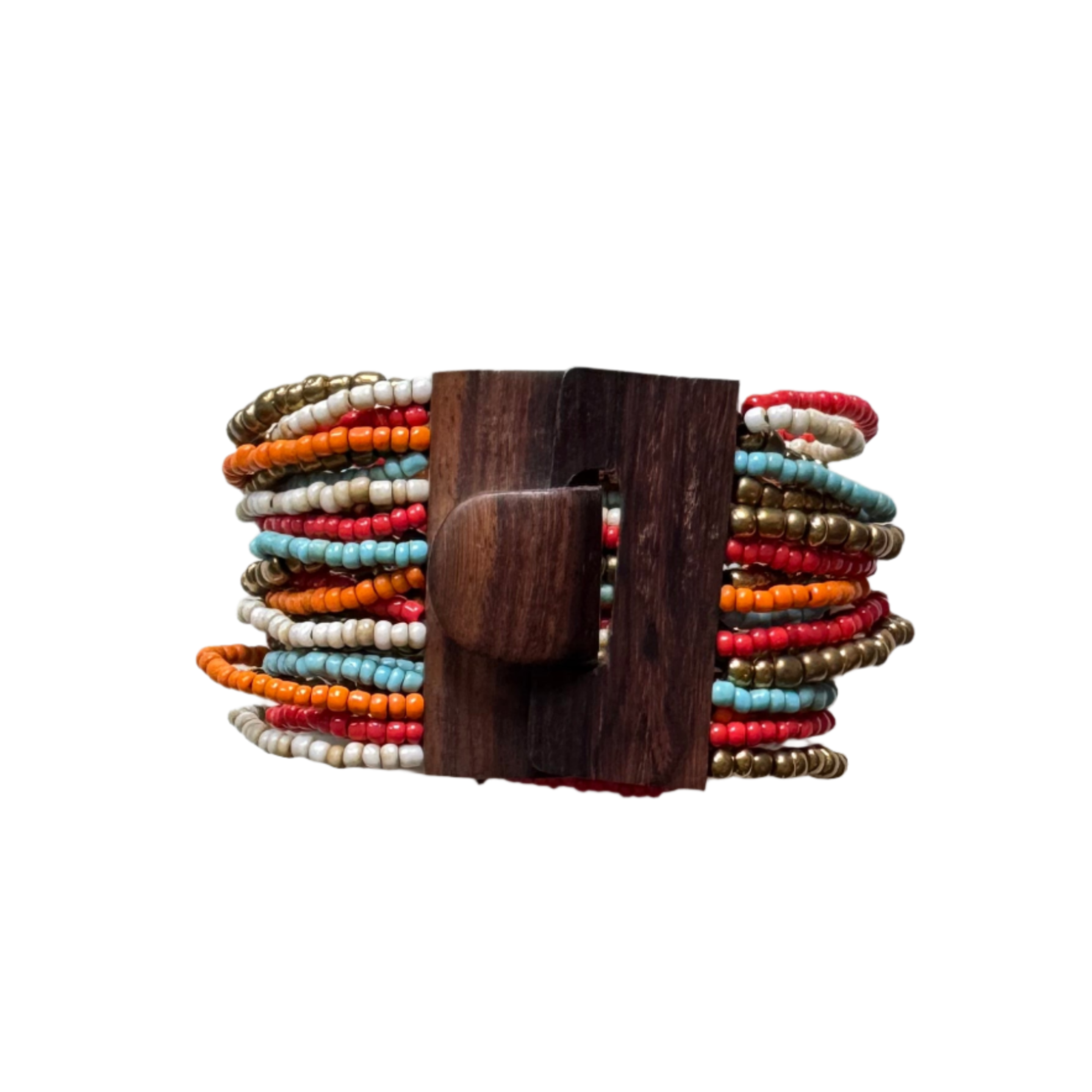 Mixed Bead Bracelet with Wooden Clasp - Shopthatapp.ca