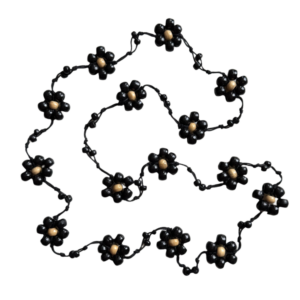 Wooden Flower Necklace with Unique Wooden Ball Accents - Shopthatapp.ca