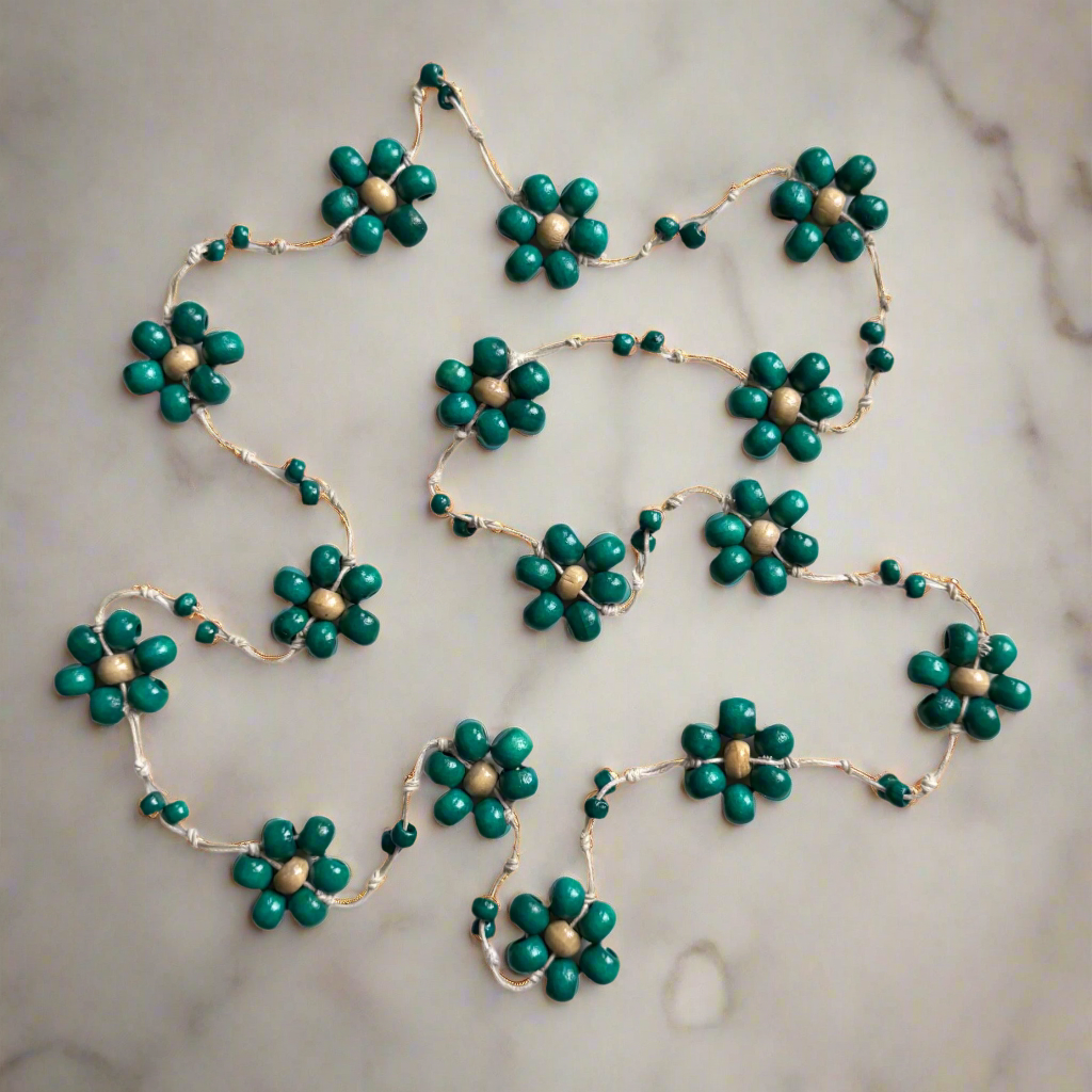 Wooden Flower Necklace with Unique Wooden Ball Accents - Shopthatapp.ca