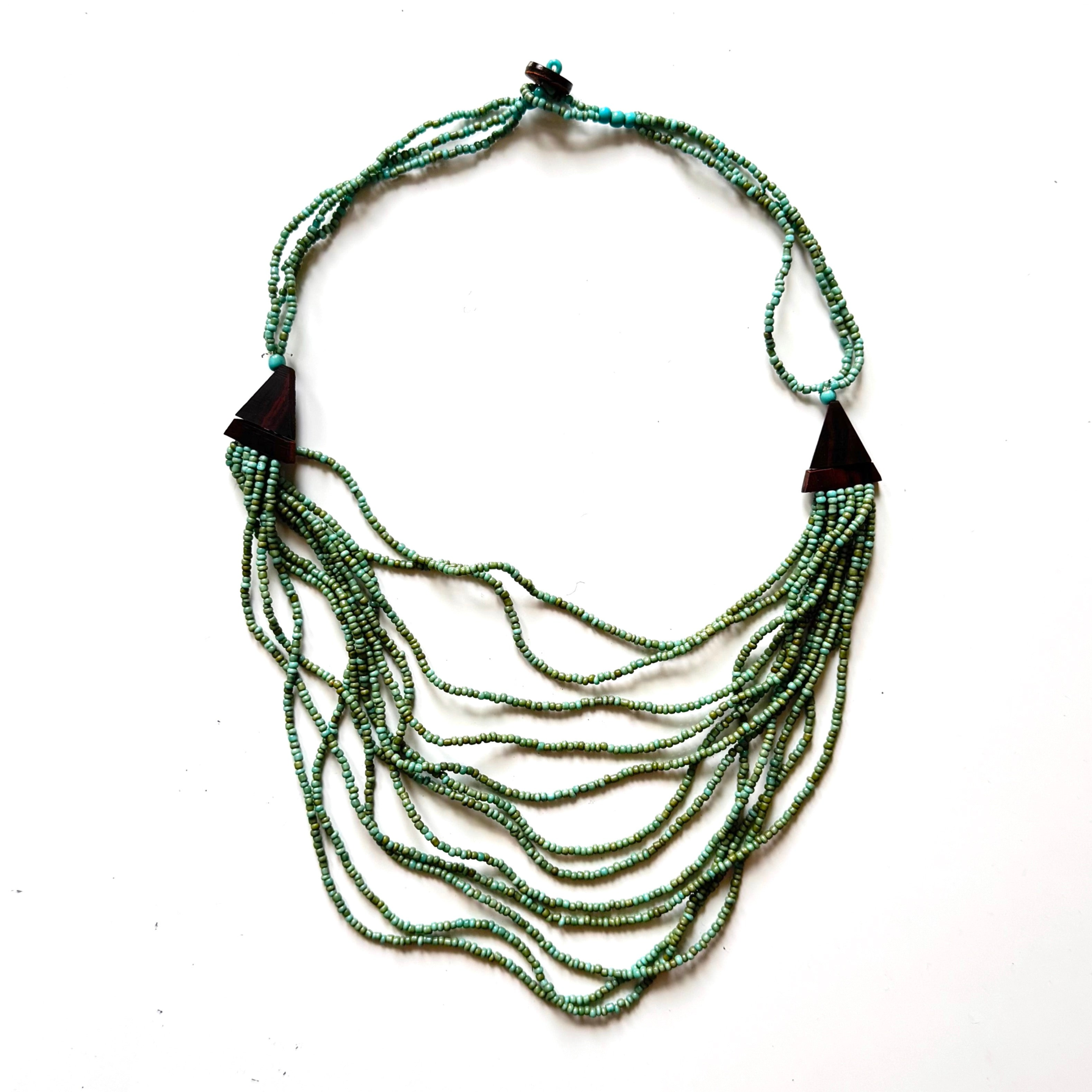 Short Multi-Strand Wood Necklace with Unique Detail - Shopthatapp.ca