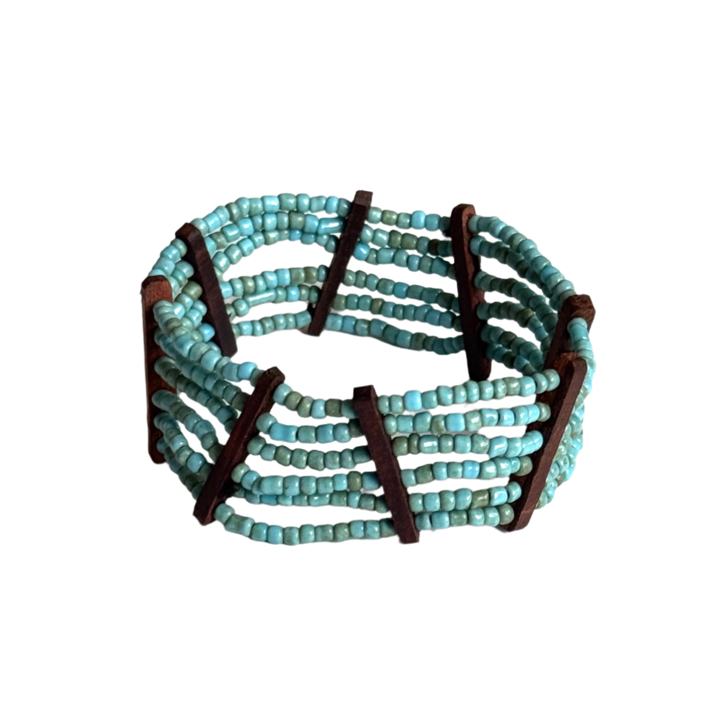 Elasticated Bead Bracelet with Wood Detail - Shopthatapp.ca