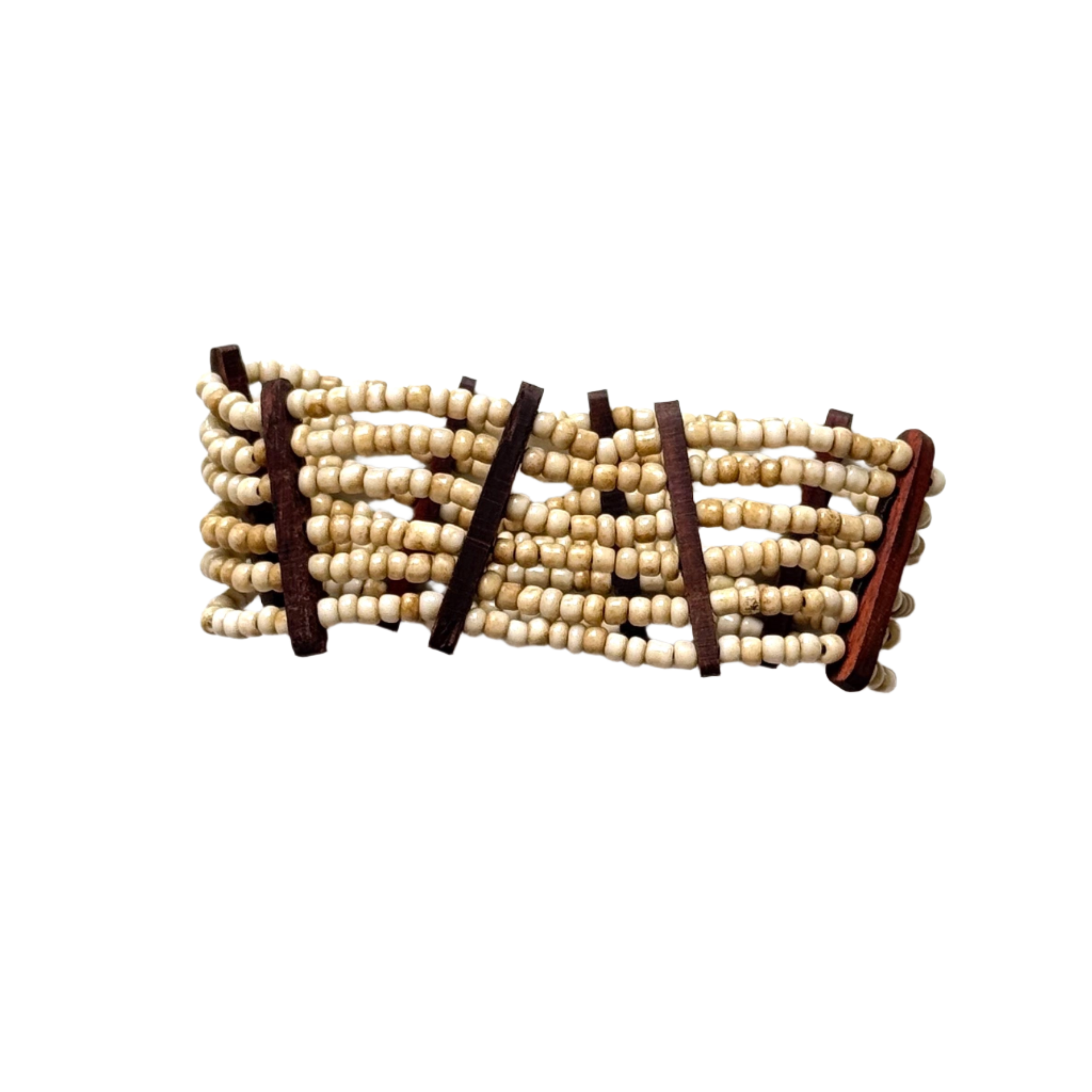 Elasticated Bead Bracelet with Wood Detail - Shopthatapp.ca