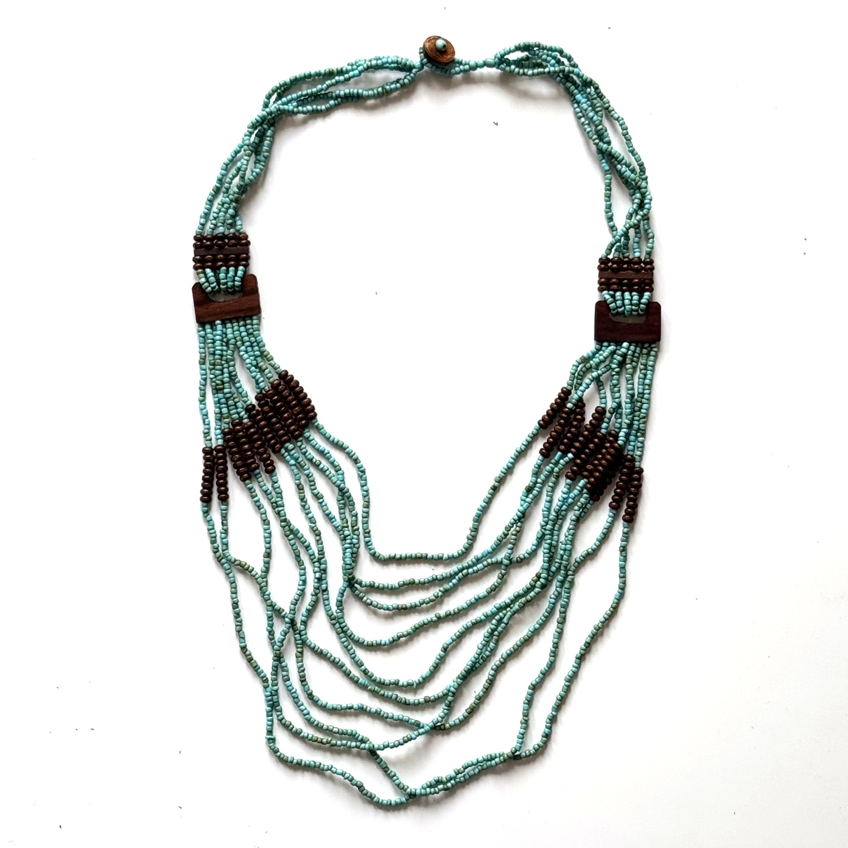 Beaded Necklace with Wood Detail - Shopthatapp.ca