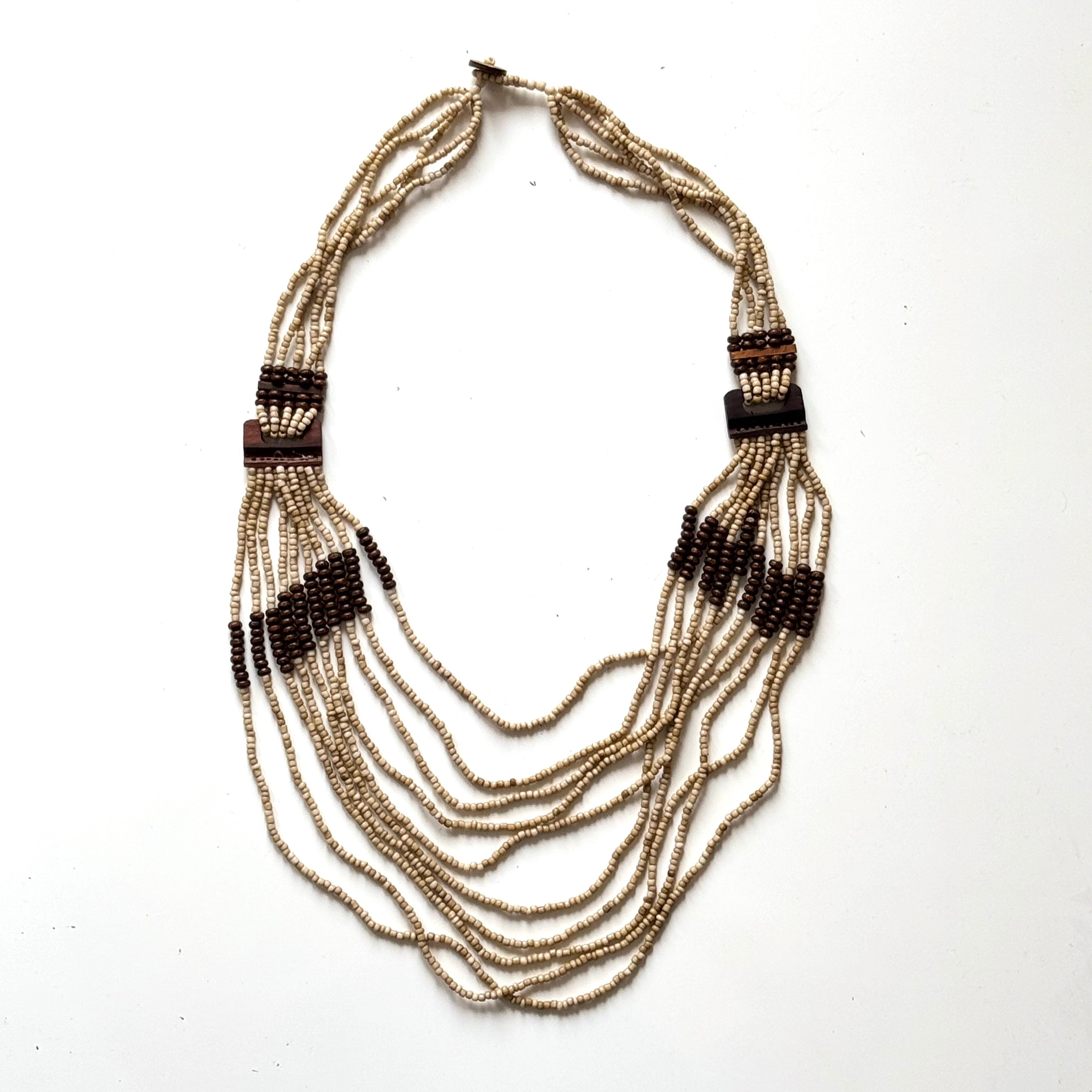 Beaded Necklace with Wood Detail - Shopthatapp.ca
