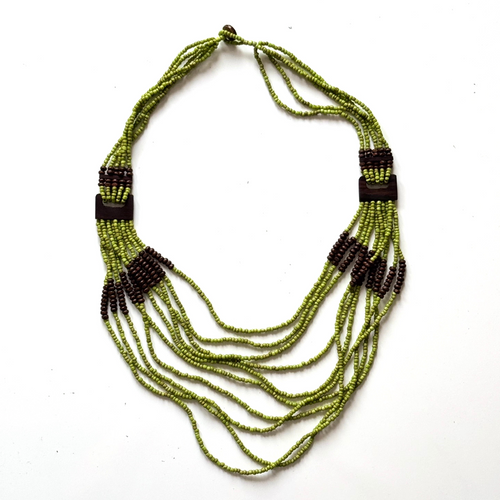 Beaded Necklace with Wood Detail - Shopthatapp.ca