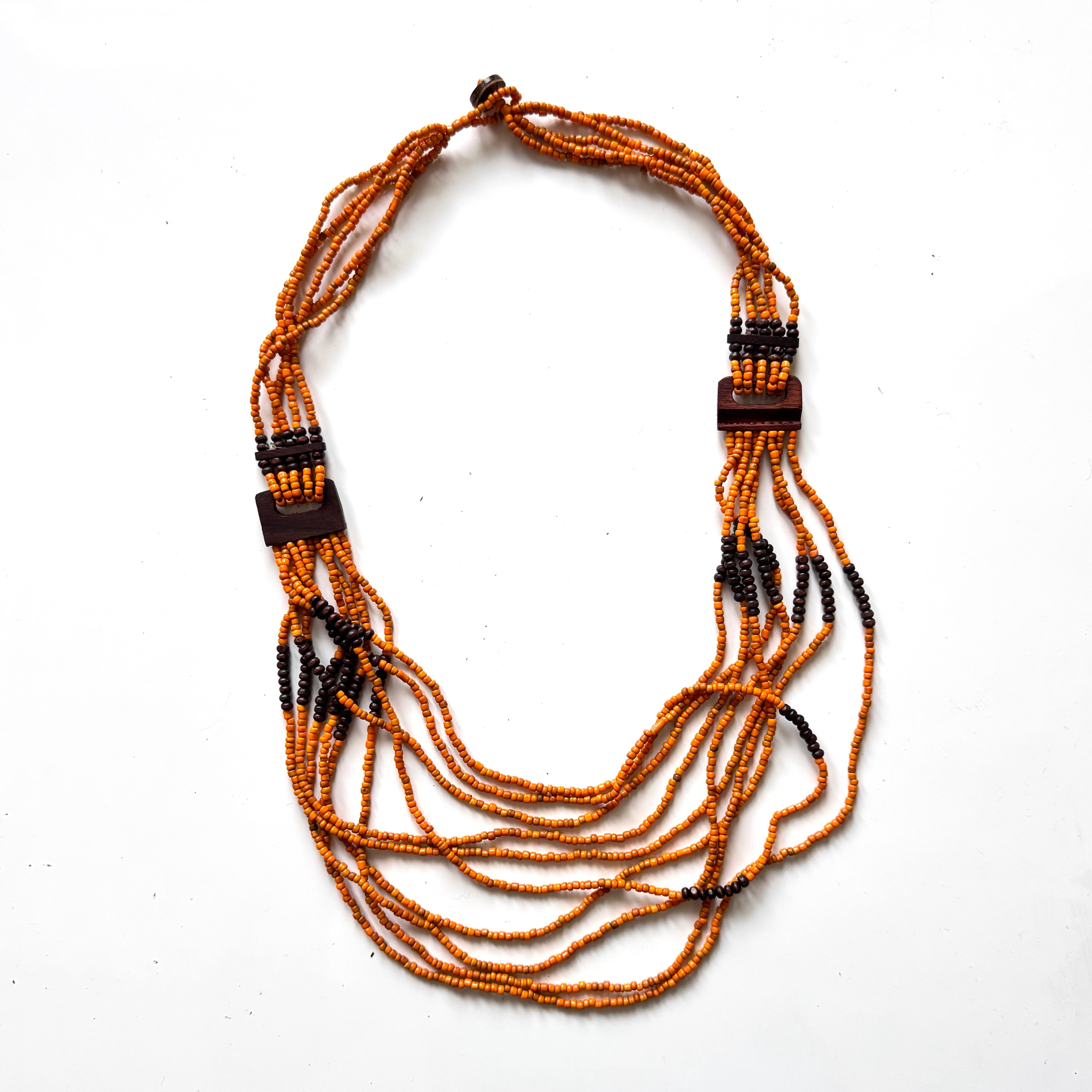 Beaded Necklace with Wood Detail - Shopthatapp.ca