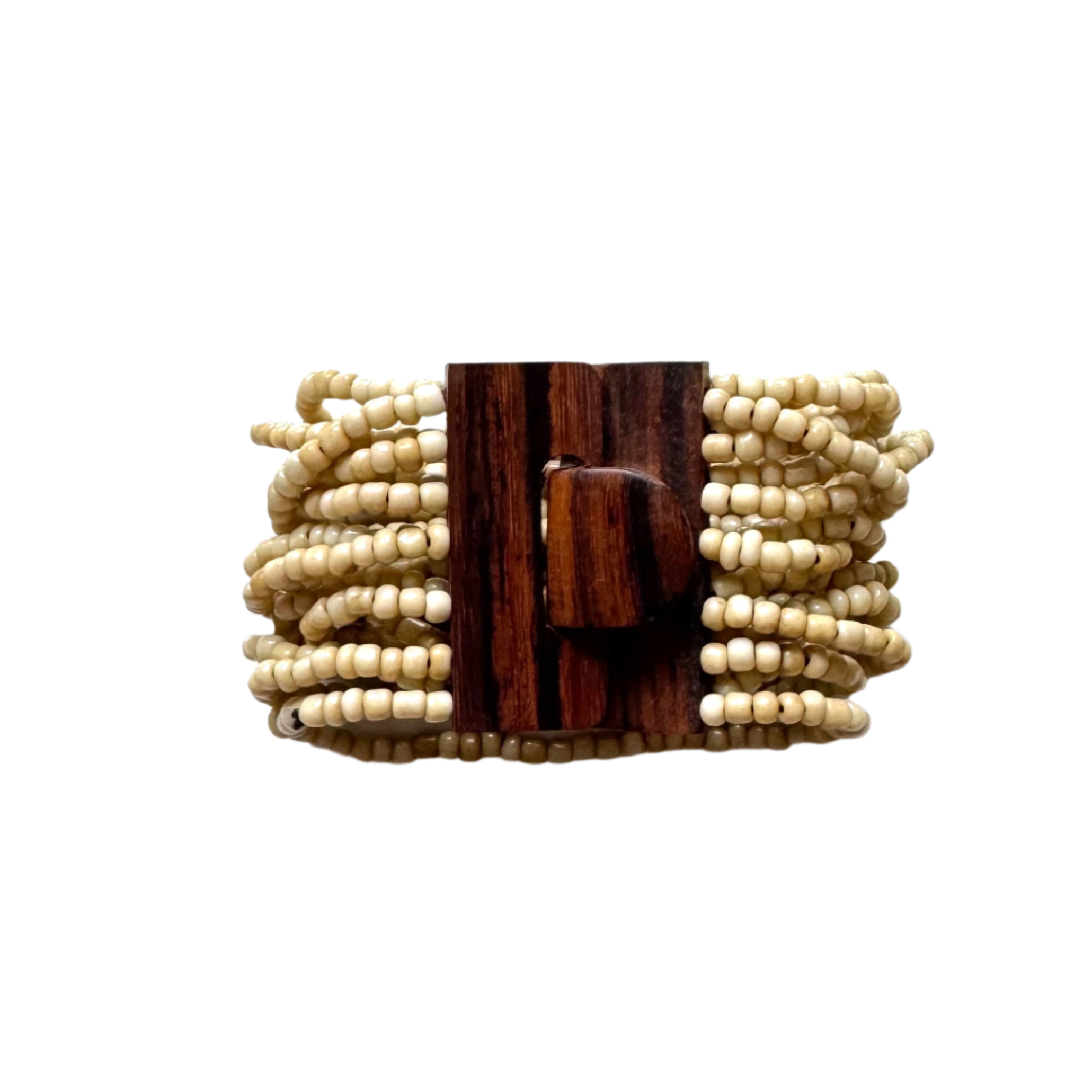 Beaded Bracelet with Wooden Clasp - Shopthatapp.ca