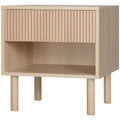 Laura Modern Bedside Table with Drawer and Open Shelf-Natural Wood