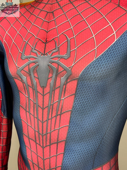 MRJCOS Spider-Man superhero cosplay full bodysuit Zentai costume with red and blue design, ideal for Halloween or cosplay events.