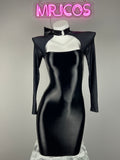 Gothic Long Sleeves Spasndex PU Leather Tight Party Dress Lingerie - Shopthatapp.ca