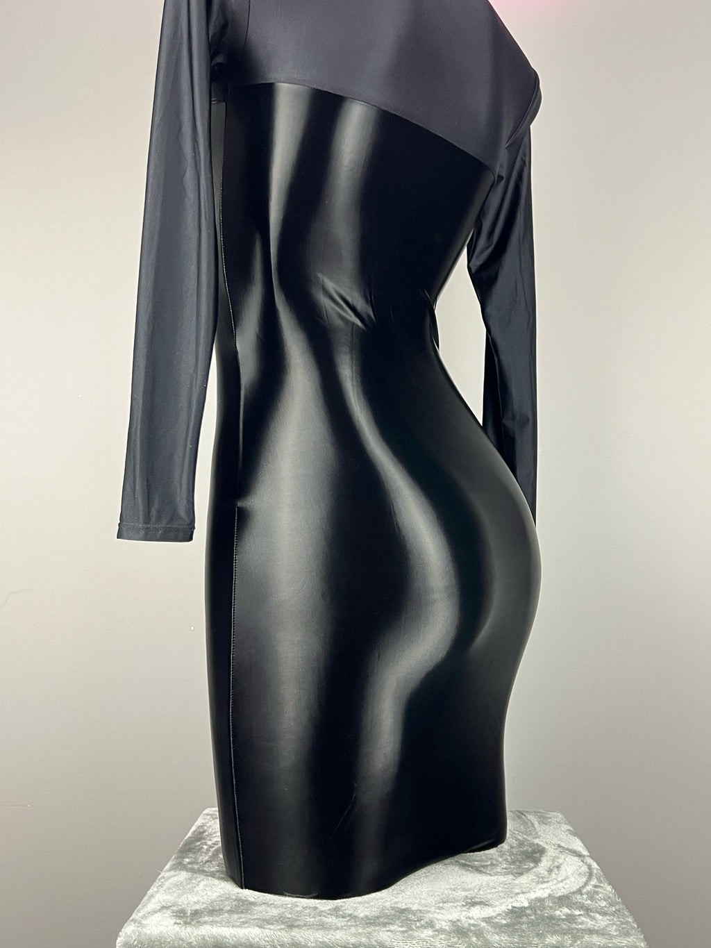 Gothic Long Sleeves Spasndex PU Leather Tight Party Dress Lingerie - Shopthatapp.ca