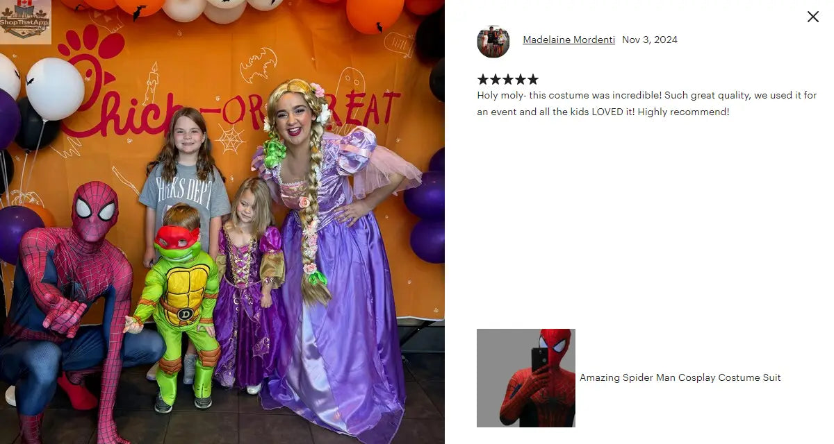 MRJCOS Spider-Man cosplay full bodysuit featuring detailed red and blue design for Halloween costume or cosplay events.