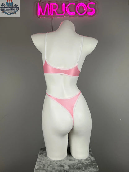 Women's high-cut one-piece swimsuit with satin spandex fabric and stylish side cutouts, designed as a fashionable bodysuit by MRJCOS.