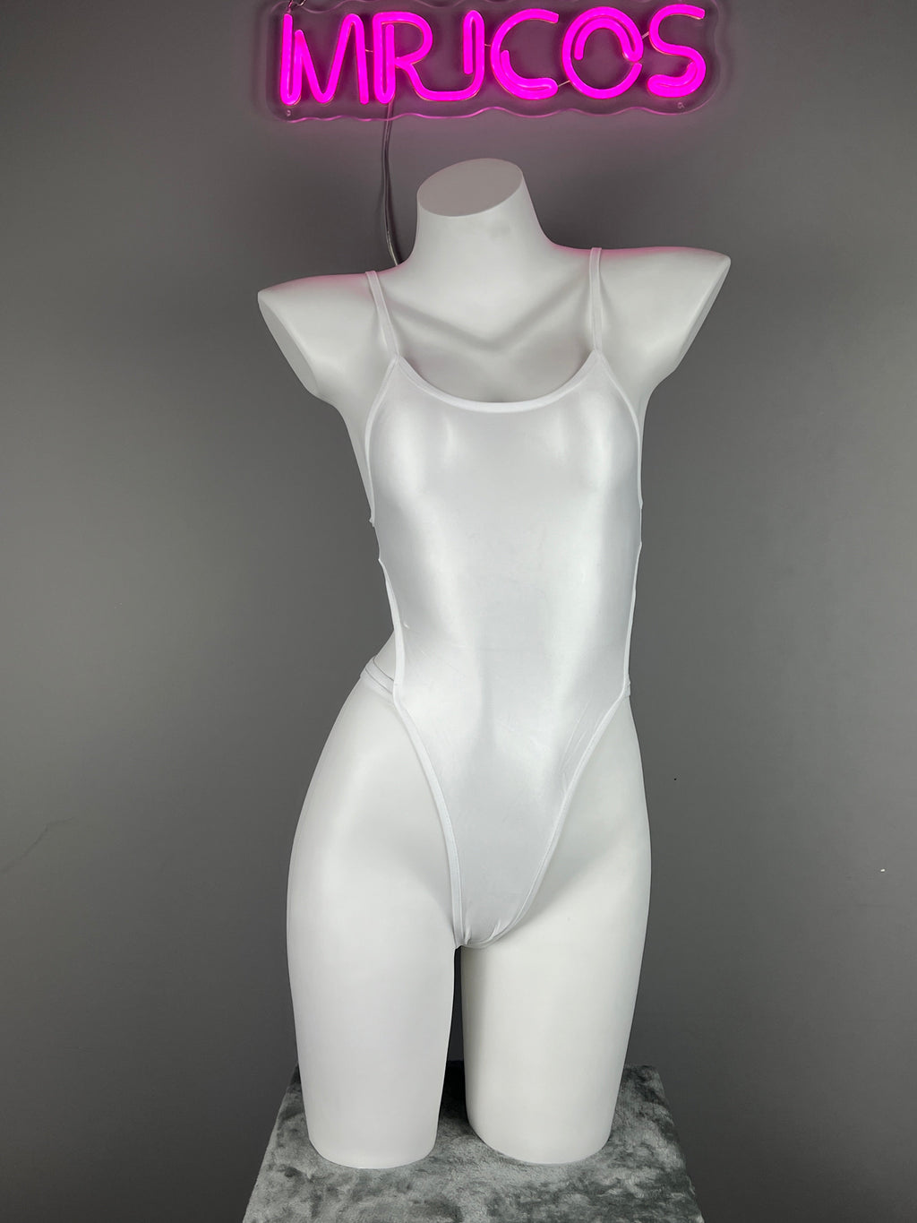 Women's High-Cut One-Piece Satin Spandex BodySuit Swimsuit with Side Cutouts - Shopthatapp.ca