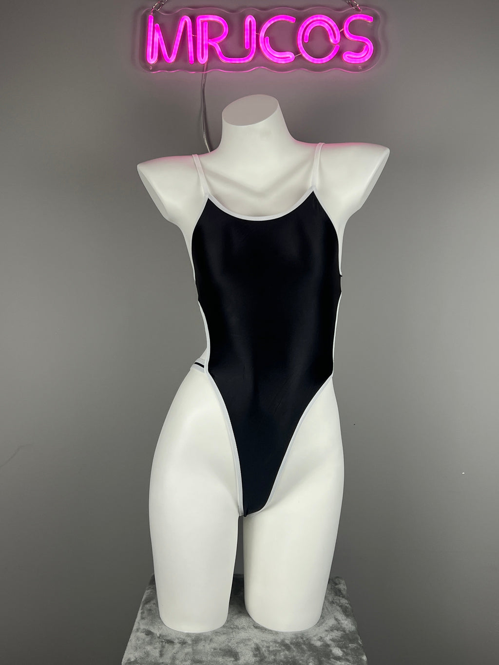 Women's High-Cut One-Piece Satin Spandex BodySuit Swimsuit with Side Cutouts - Shopthatapp.ca