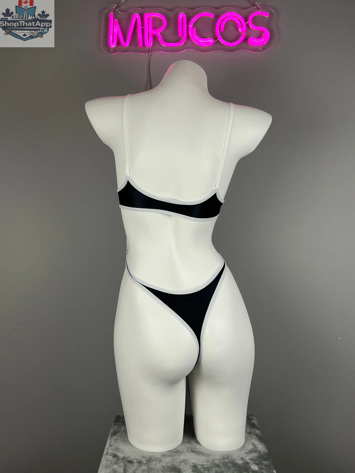 Women's high-cut one-piece swimsuit with satin spandex fabric and stylish side cutouts, by MRJCOS.