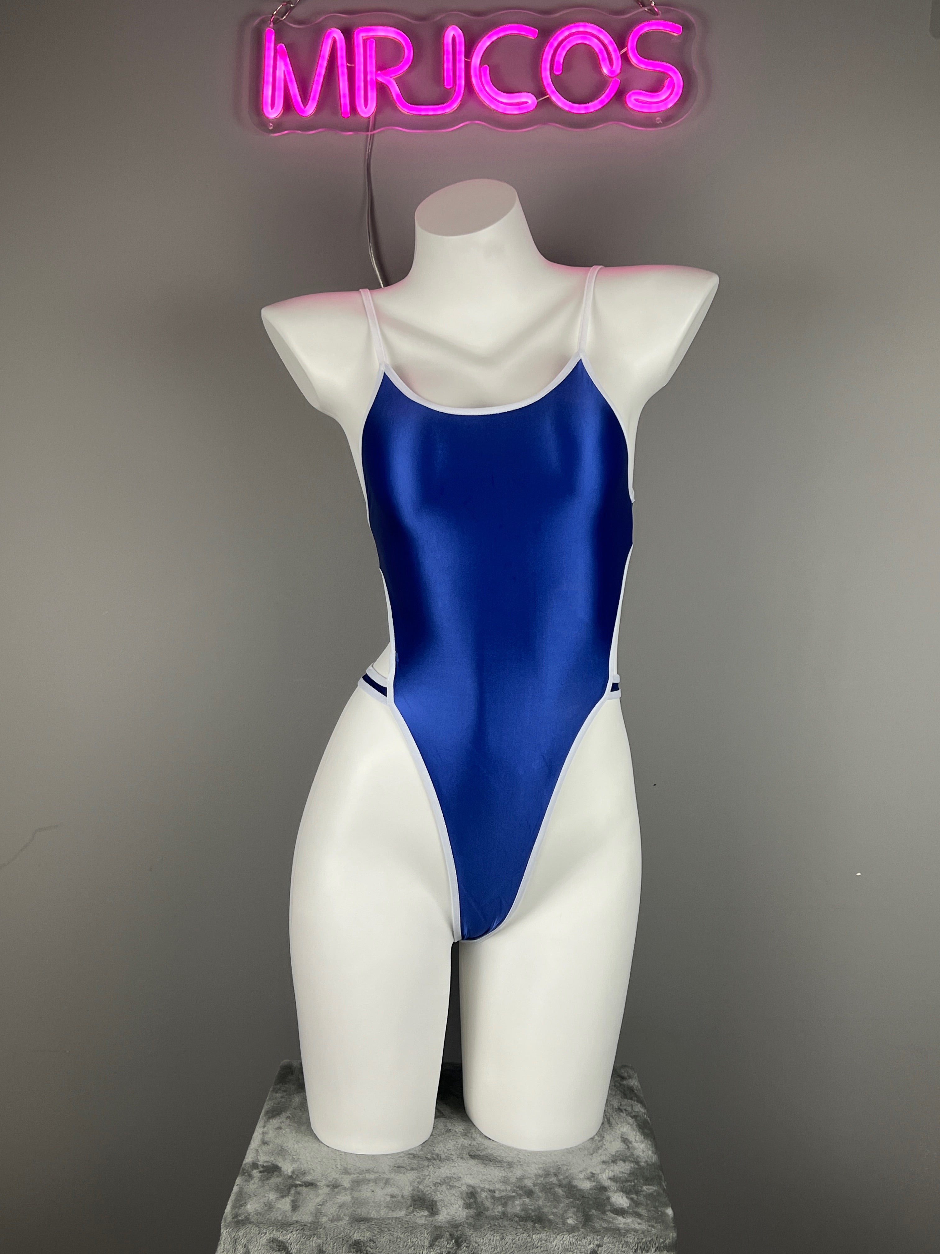 Women's High-Cut One-Piece Satin Spandex BodySuit Swimsuit with Side Cutouts - Shopthatapp.ca
