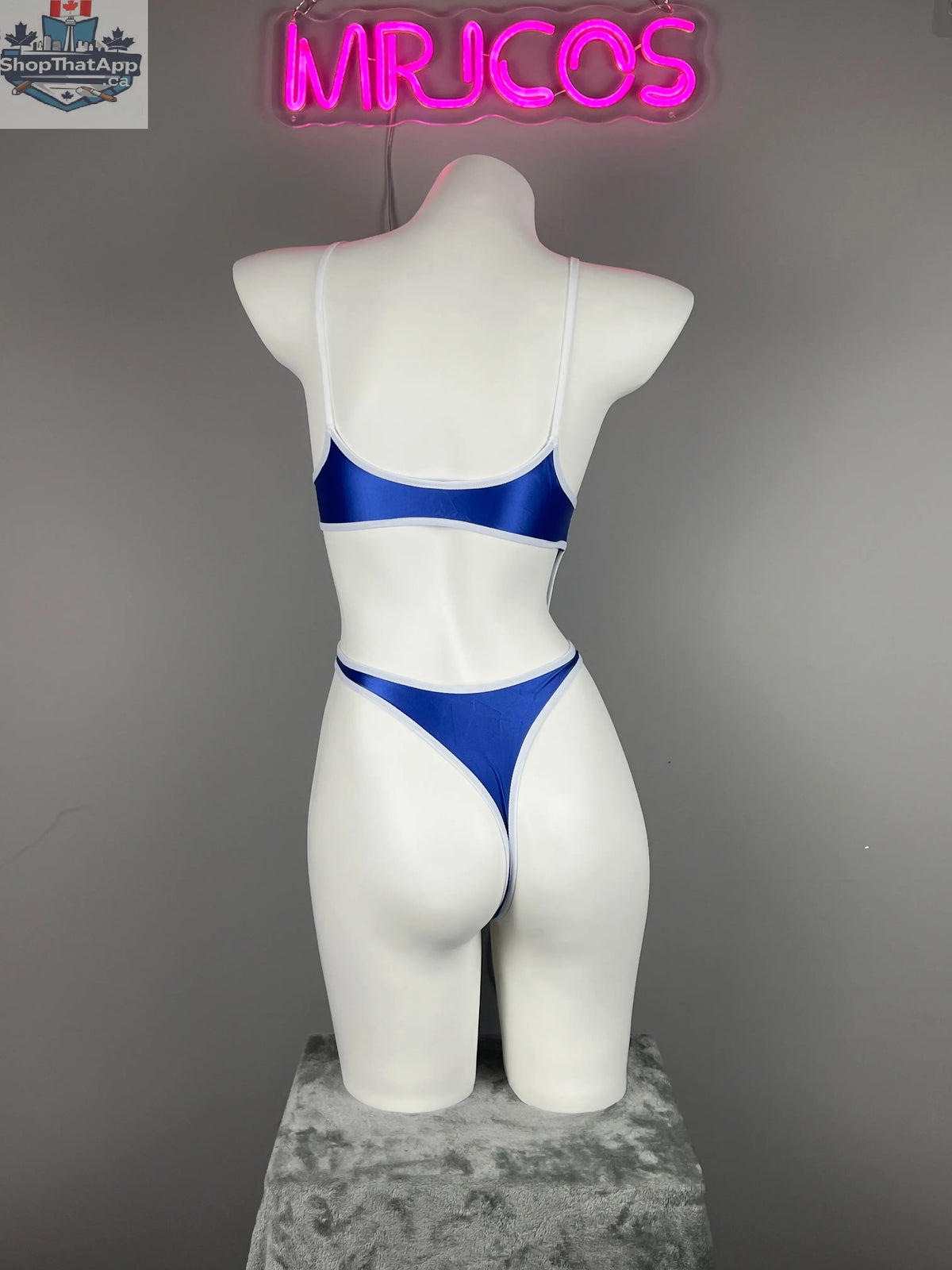 Women's high-cut one-piece swimsuit with satin spandex fabric and stylish side cutouts, designed by MRJCOS.