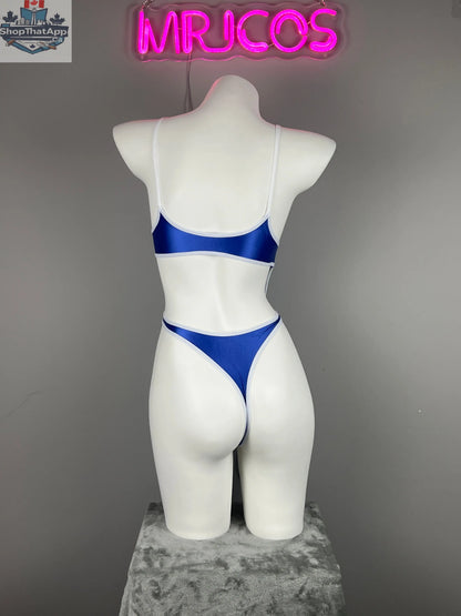 Women's high-cut one-piece swimsuit with satin spandex fabric and stylish side cutouts, designed by MRJCOS.