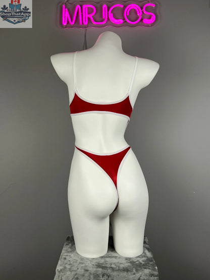 Women's high-cut one-piece swimsuit bodysuit by MRJCOS with satin spandex fabric and stylish side cutouts.