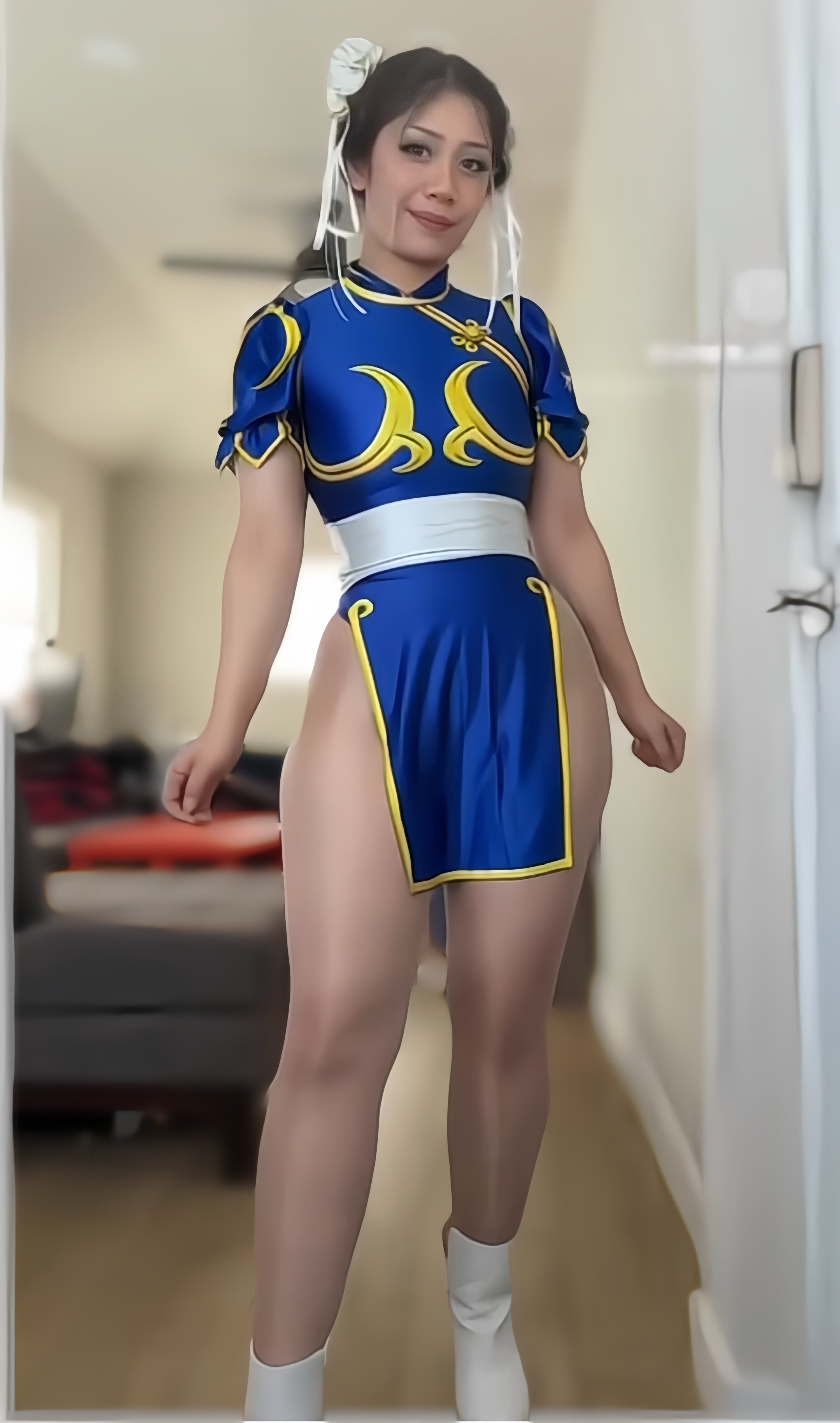 Super Hero Chun Li Spandex Cosplay Open Crotch Halloween Costume Bodysuit Sexy Lingerie - Shopthatapp.ca