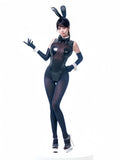 PU Leather Spandex See Through Bunny Girl Bodysuit Cosplay Costume Lingerie - Shopthatapp.ca