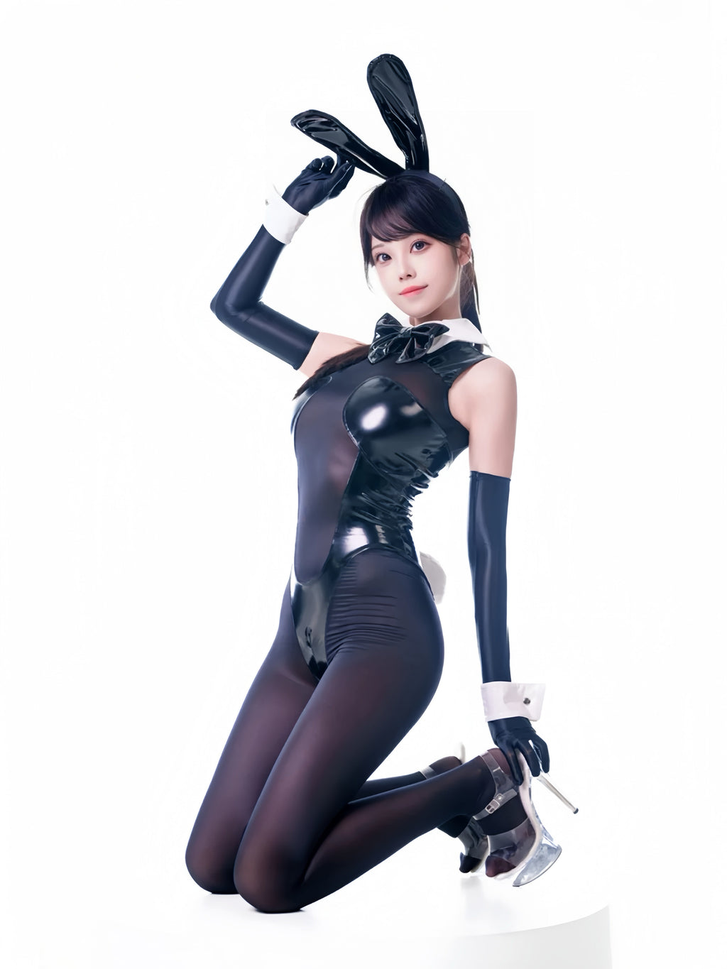 PU Leather Spandex See Through Bunny Girl Bodysuit Cosplay Costume Lingerie - Shopthatapp.ca