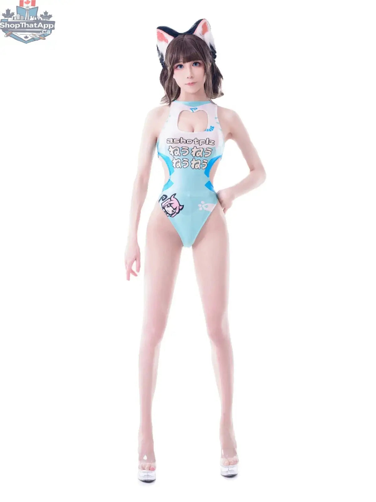 MRJCOS Japanese anime-themed swimwear racing suit featuring vibrant racing queen design, perfect for cosplay or swimming enthusiasts.