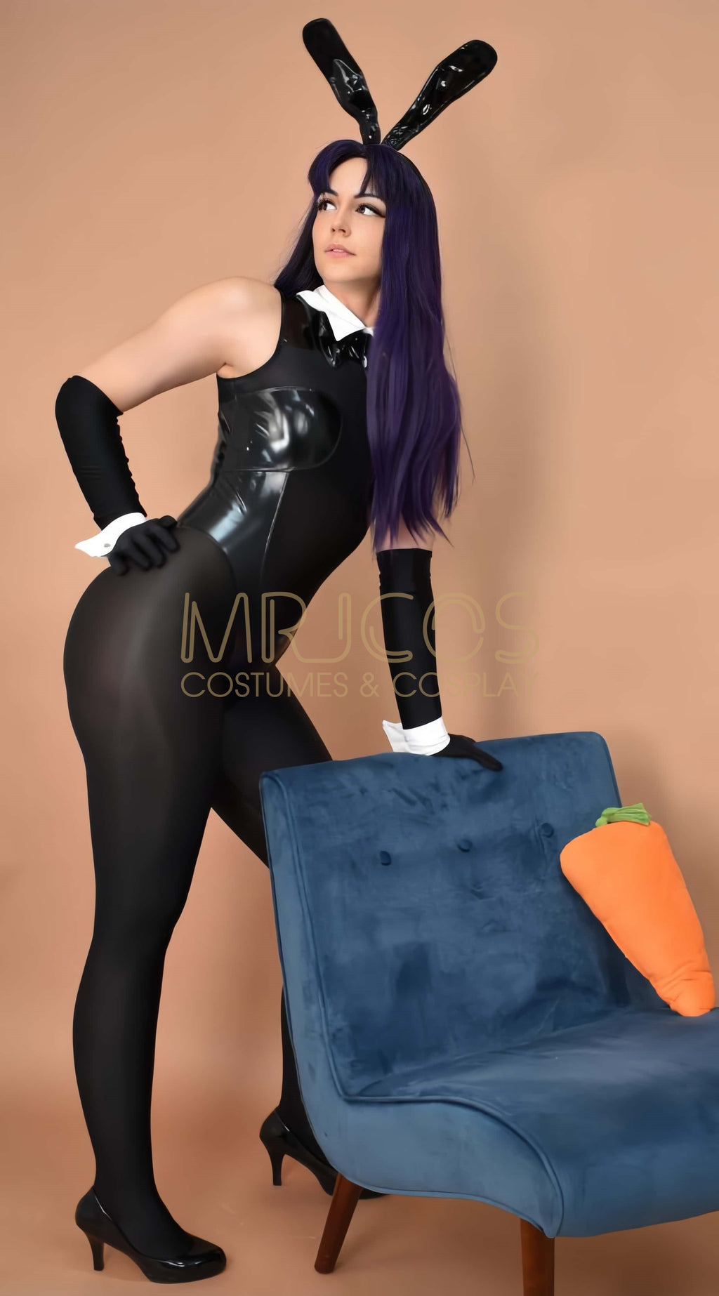 PU Leather Spandex See Through Bunny Girl Bodysuit Cosplay Costume Lingerie - Shopthatapp.ca