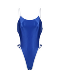 Women's High-Cut One-Piece Satin Spandex BodySuit Swimsuit with Side Cutouts - Shopthatapp.ca