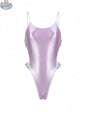 Women's high-cut one-piece swimsuit with satin spandex and side cutouts, stylish MRJCOS bodysuit for beach or pool.
