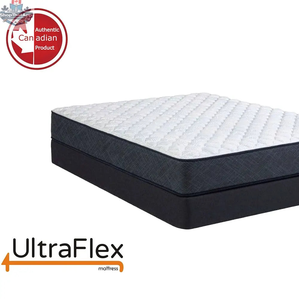 UltraFlex Radiance mattress and boxspring set with high-density foam and cooling gel, eco-friendly orthopedic mattress made in Canada.