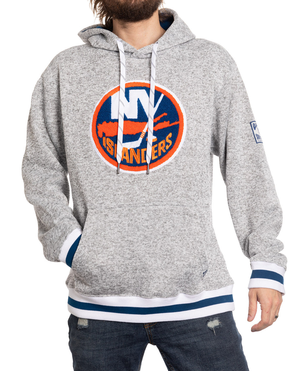New York Islanders "Muskoka Style" Premium Chenille Woven Logo Hoodie - Shopthatapp.ca