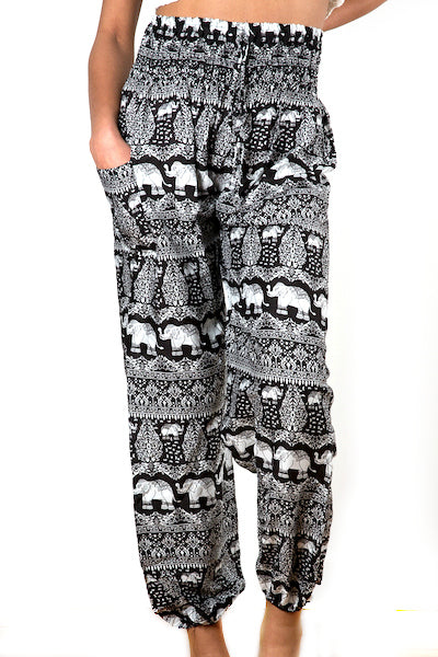 Black and White Elephant Pants for Comfortable Bali Style - Shopthatapp.ca