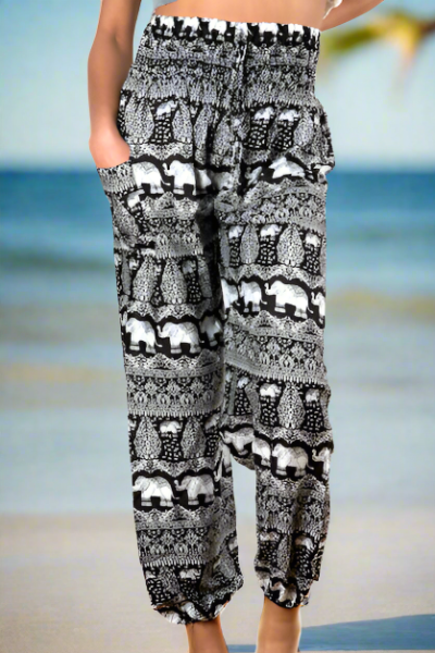 Black and White Elephant Pants for Comfortable Bali Style - Shopthatapp.ca