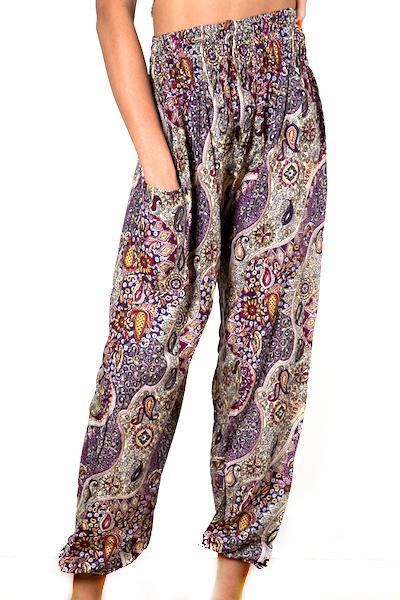 Purple Paisley Print Pants for Boho Chic Style - Shopthatapp.ca