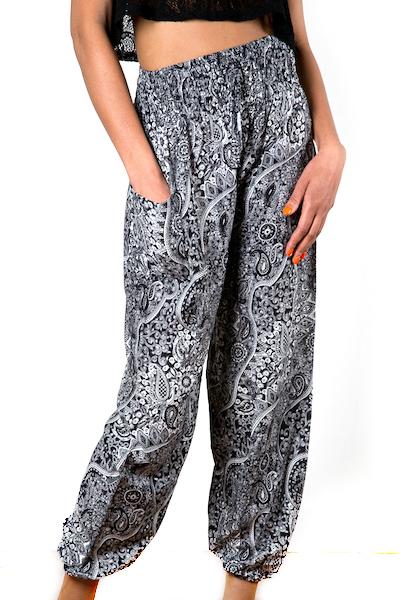 Black and White Paisley Pants for Boho Chic Style - Bali Style Comfort - Shopthatapp.ca