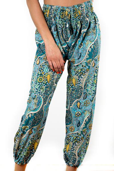 Blue Gold Print Bali Pants for Effortless Style and Comfort - Shopthatapp.ca