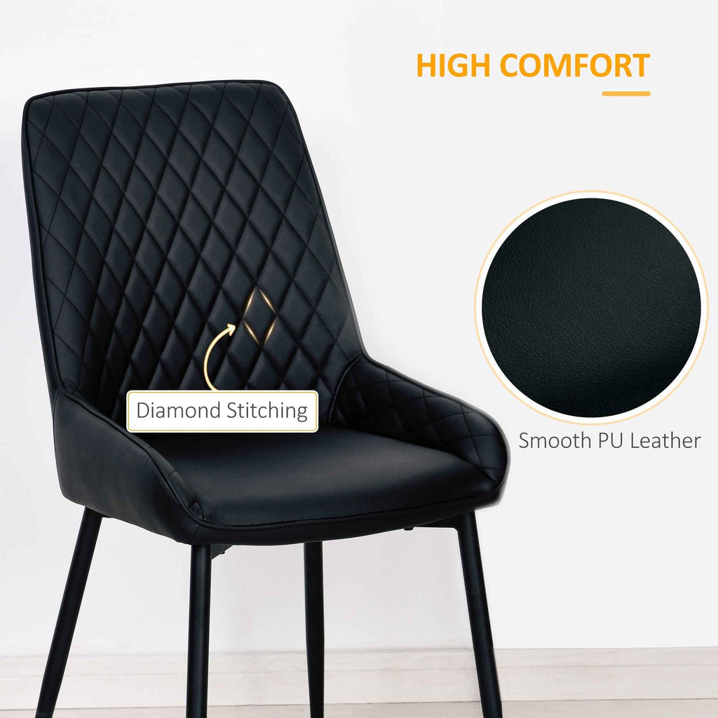 Blake Modern Dining Chairs with Diamond Tufting and Steel Legs Set of 2-Black