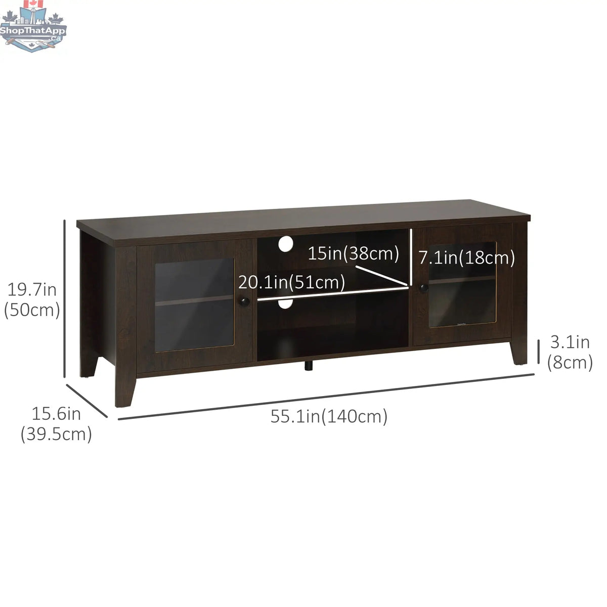 MacKenzie TV Stand for TVs up to 65 inches-Coffee Brown - Shopthatapp.ca