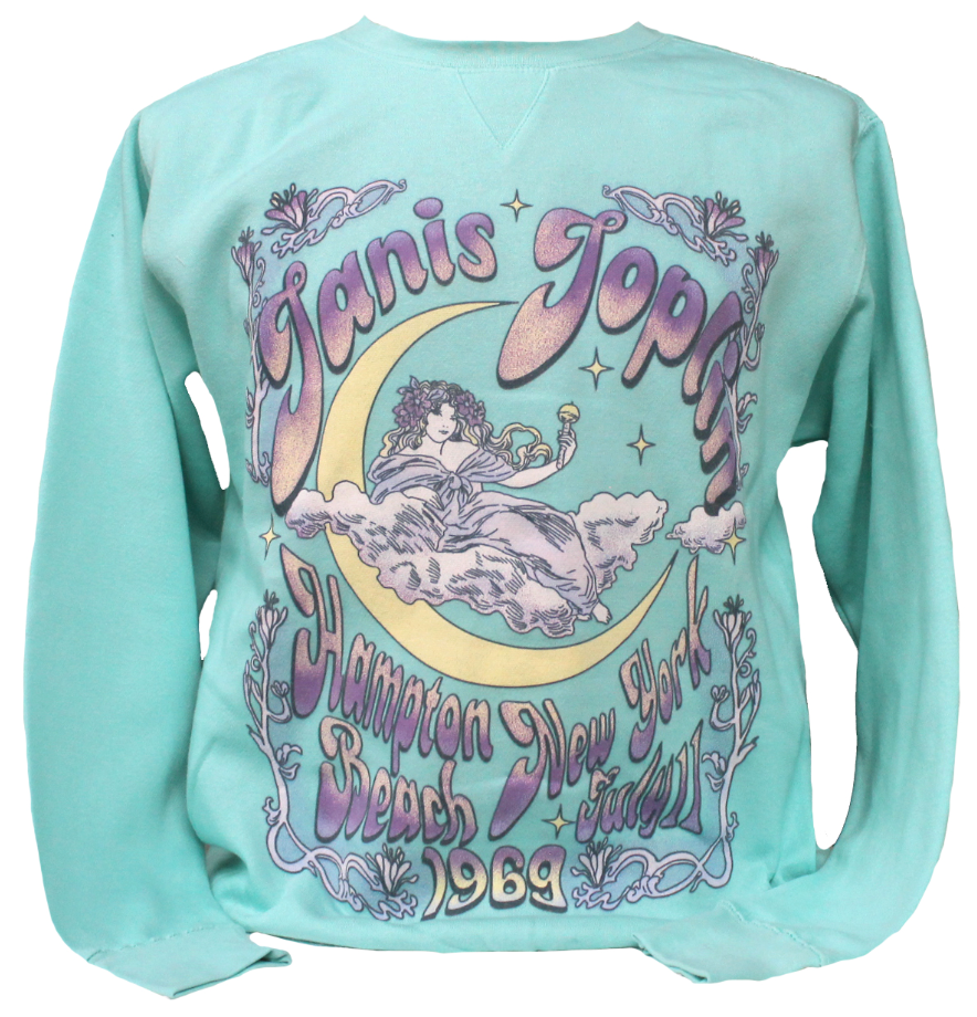 Janis Joplin Moon Crew Oversize Fleece Top (Mint) - Www.Shopthatapp.ca