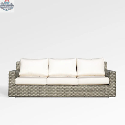 Enclover Jasmine outdoor sofa with Sunbrella cushions, featuring a stylish design and comfortable seating for outdoor living.