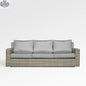 Enclover Jasmine sofa with Sunbrella cushions in granite fabric, stylish outdoor seating with comfortable, weather-resistant design.