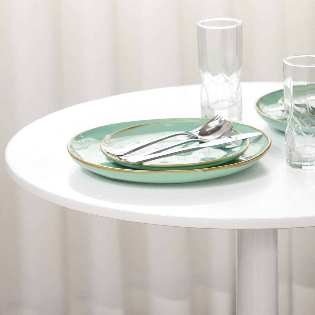 Jan Modern Round Dining Table with Steel Base for Small Spaces-White