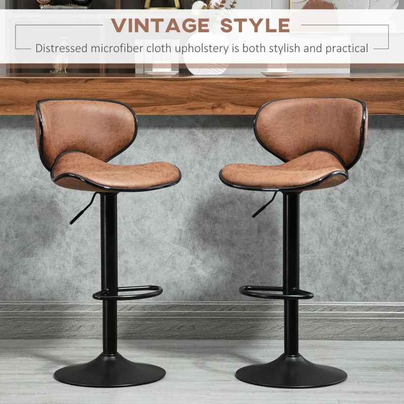 Anna Vintage Adjustable Counter/Bar Height Stools with Swivel Seat-Set of 2-Brown