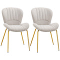 Lux Modern Dining Chairs with Cushioned Backrest-Set of 2-Cream White