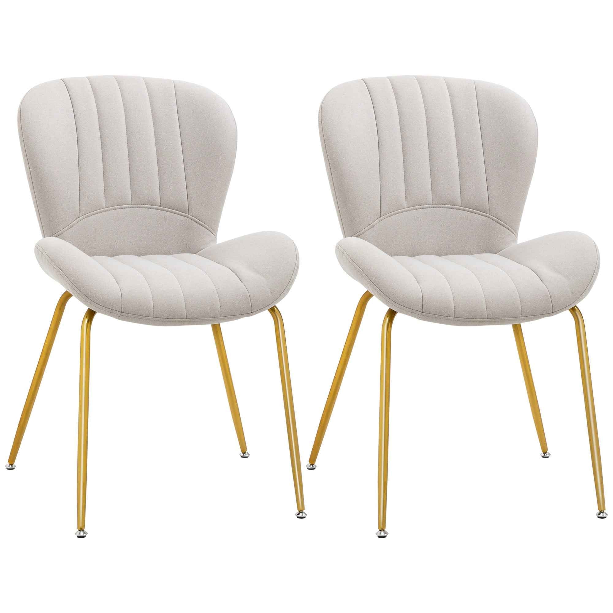 Lux Modern Dining Chairs with Cushioned Backrest-Set of 2-Cream White