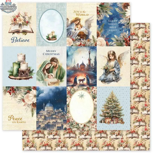Ecstasy Crafts Joy to the World 12x12 paper sheet, festive design for scrapbooking and craft projects, 12-pack bulk pack.