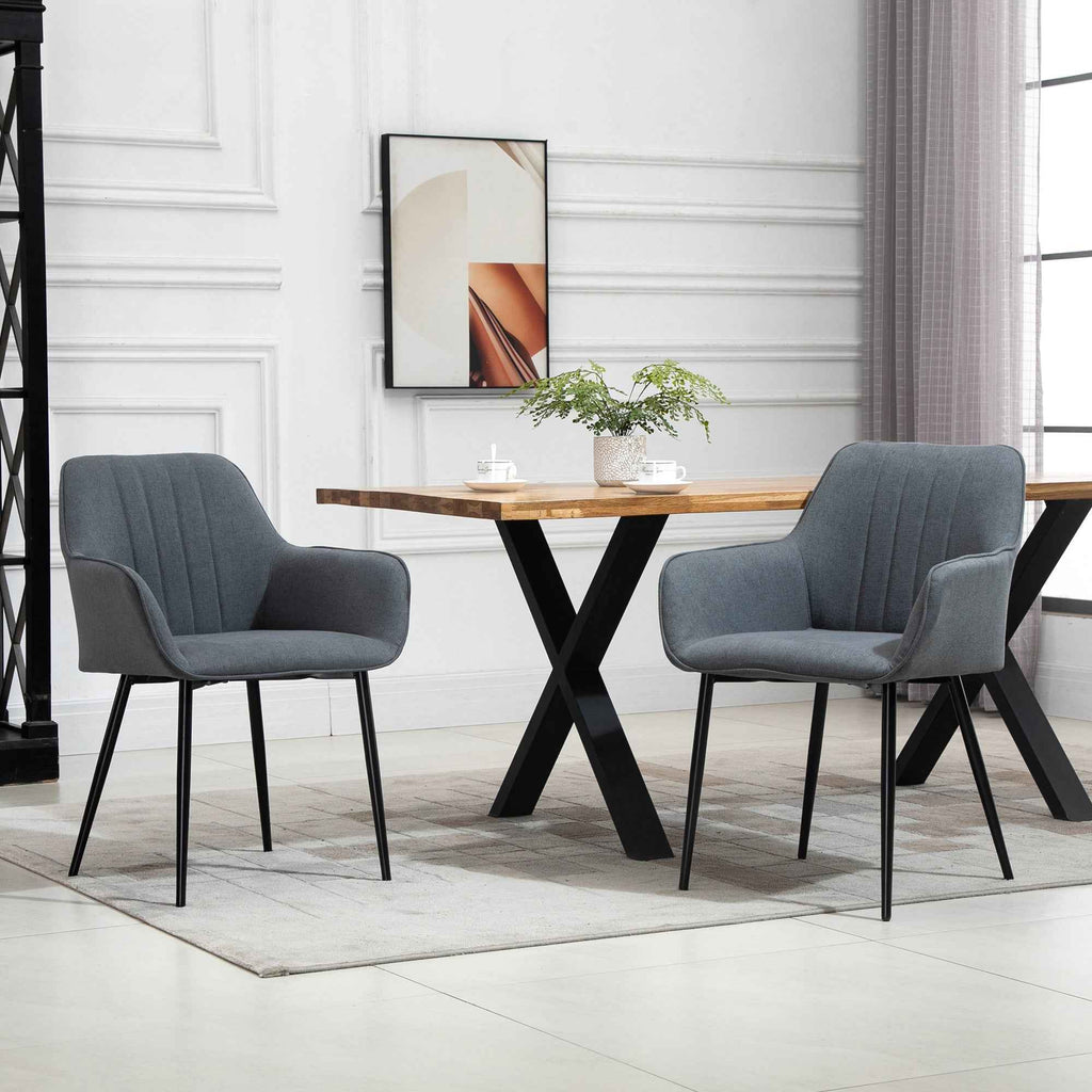 Robbie Dining Chairs Set of 2 with Armrest-Dark Grey